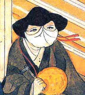[顔に覆いをつけて念仏を唱える図]