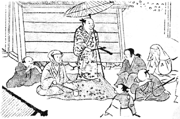 [往来で演じる説経者と聴衆]