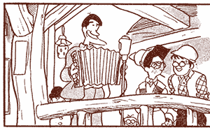 [「漫画家残酷物語」に出てくる歌声喫茶のシーン]